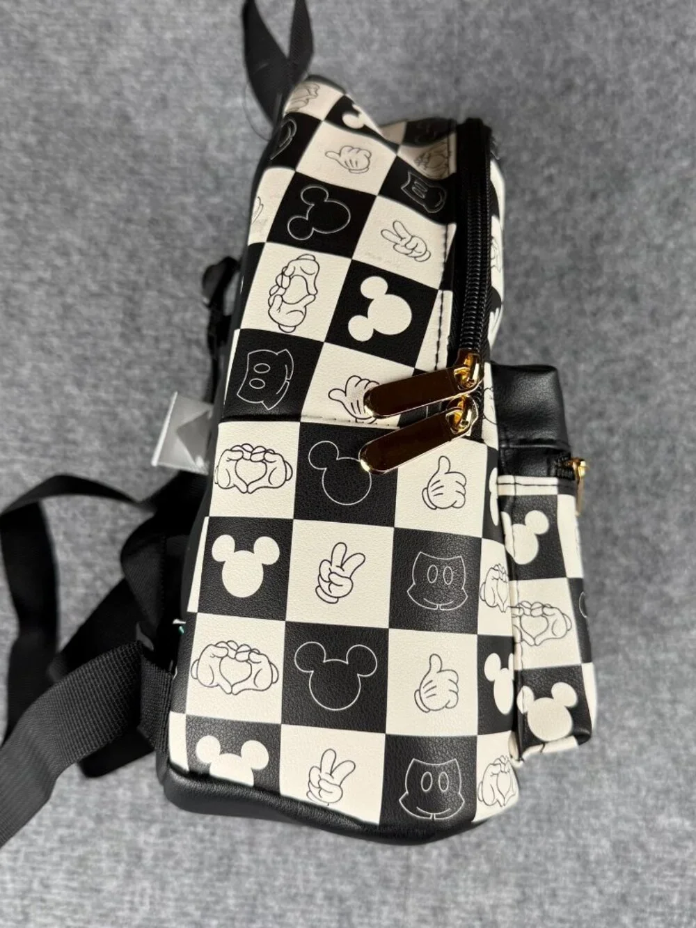 Disney Mickey Mouse Mini Backpack NWT Bioworld Black White Checkerboard  m-tnove